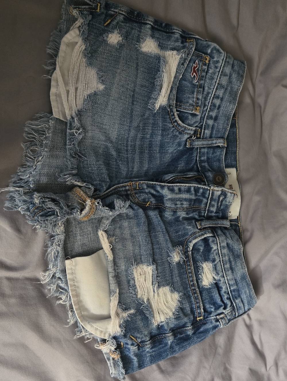 Hollister Light Blue Distressed Denim Cutoff Shorts